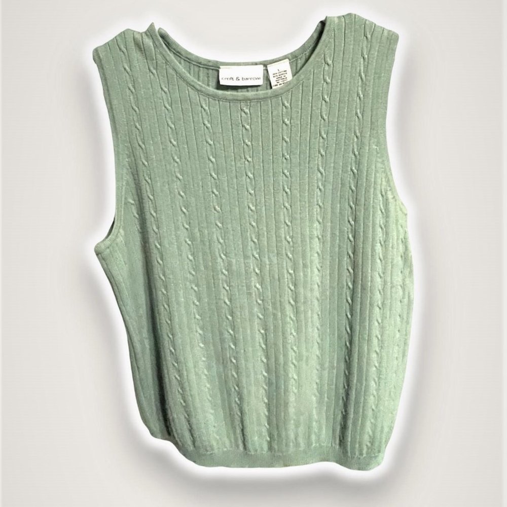 Croft & Barrow Women's Large Olive Green Cable Knit Sweater Vest